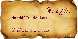 Hordós Ákos névjegykártya